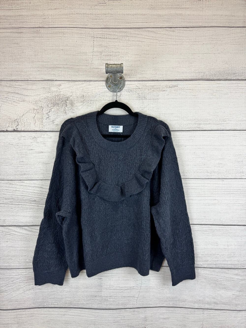 Old Navy Plus Size Blue Ruffle Knit Relaxed Sweater Size 3X